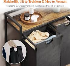 Lifewit 95L Wasmand met Wielen en 2 Vakken