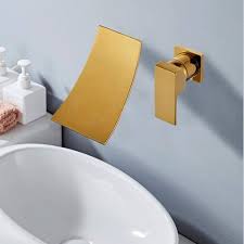YHSGY Zwart Gouden Wandkraan voor Waterval Wastafel