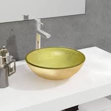BaraSh Gouden Glazen Wastafel 35 x 12 cm