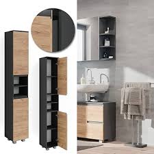 Vicco Badkamerkast "J-Shape" - Antraciet/Eiken 30x190 cm