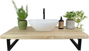 Natuurlijke Houten Wastafel met Eikenblad en Boomrand