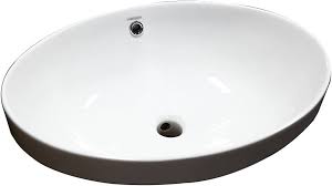 Witte Ovale Half Verzonken Wastafel - Keramisch 22" x 16