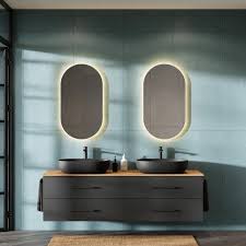 Planetmöbel LUX Badmeubel Set - 180 cm met 2 Wastafels in Zwart en Goud Eiken