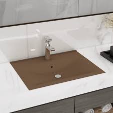 LAPOOH Crème Matte Wastafel met Kraangat 60 x 46 cm