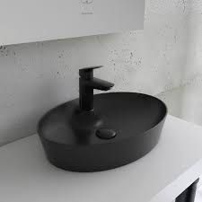 Alpenberger Zwart Matte Ovale Wastafel voor Badkamer & Gastentoilet