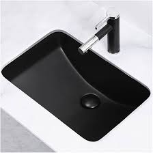 Zwarte Keramische Onderbouw Wastafel met Kraan en Afvoer - 45x35.5x20cm