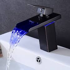 Waterval LED Kraan - Messing Wastafel met Warm en Koud